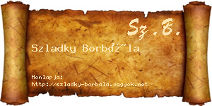 Szladky Borbála névjegykártya